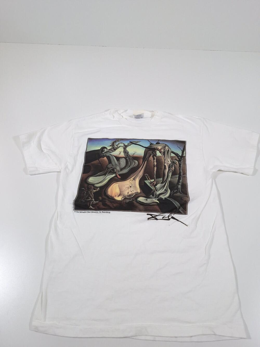 Vintage Hanes Beefy-T Shirt Mens M White Salvador Dali Museum Graphic Tee USA